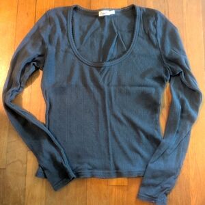 DONATING SOON! Faherty Pointelle Long Sleeve Top Gray Medium